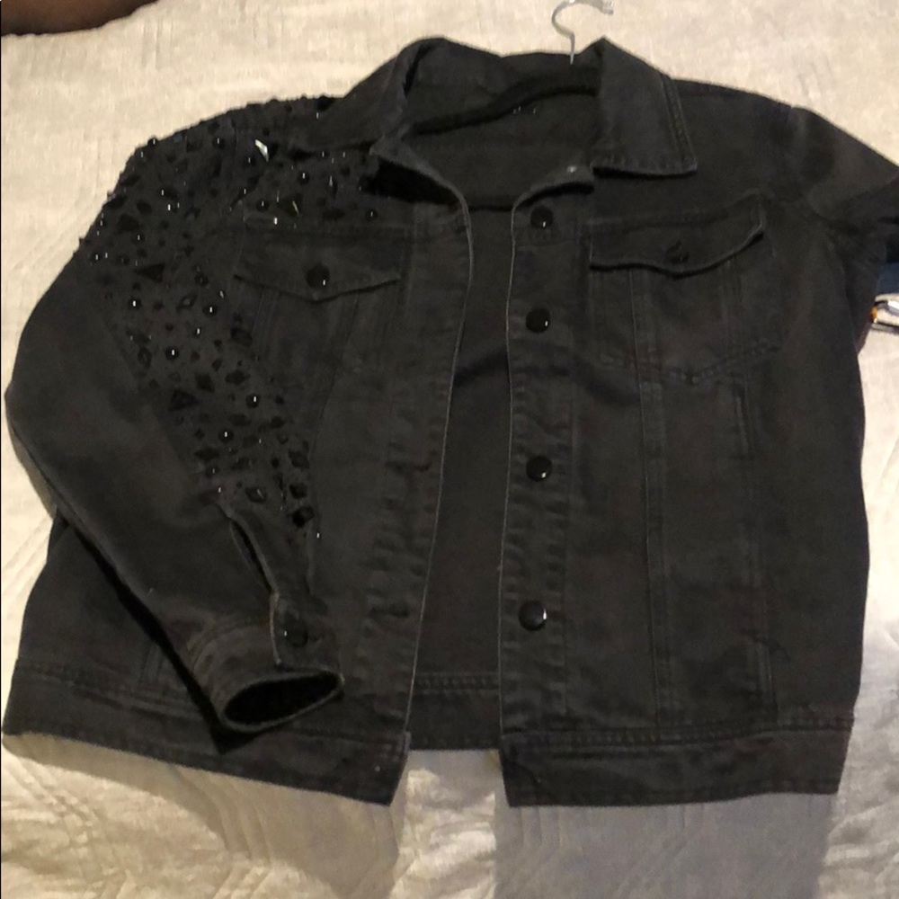 Black Rhinestone Sleeve Jacket
